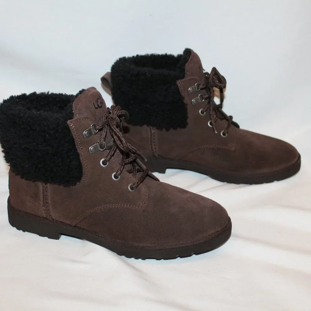 NEW UGG WOMEN'S ROMELY SUEDE‎ SHEARLING CUFF LINED ANKLE BOOTS